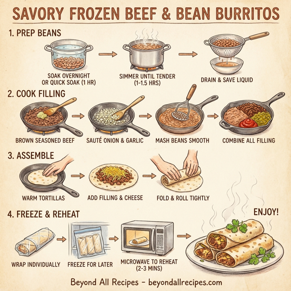 Savory Frozen Beef and Bean Burritos instructions