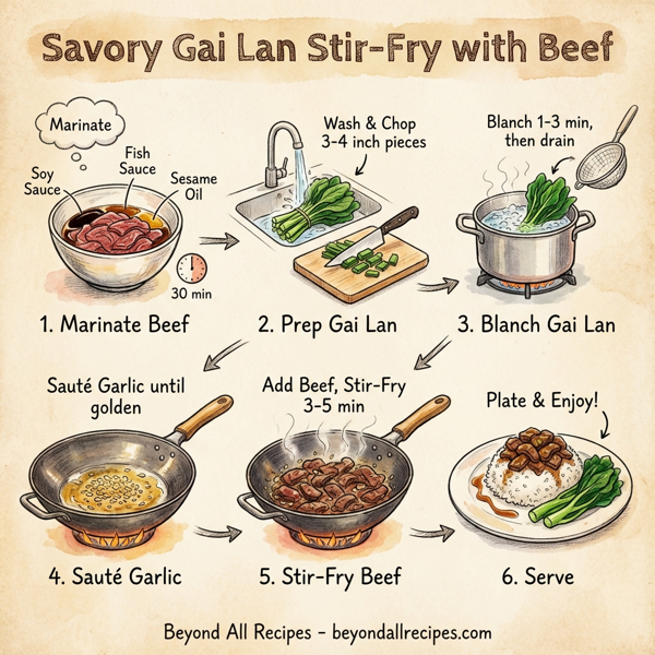 Savory Gai Lan Stir-Fry with Beef instructions