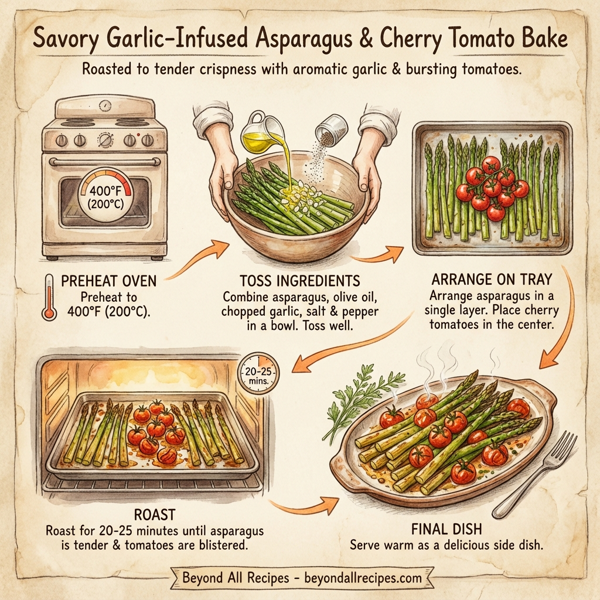 Savory Garlic-Infused Asparagus and Cherry Tomato Bake instructions
