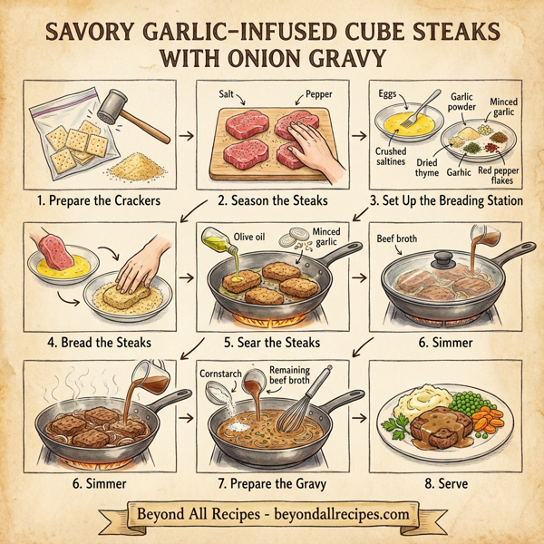Savory Garlic-Infused Cube Steaks with Onion Gravy instructions