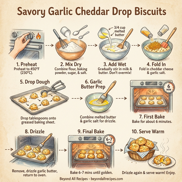 Savory Garlic Cheddar Drop Biscuits instructions