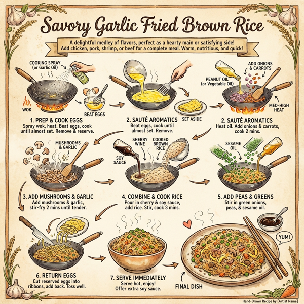 Savory Garlic Fried Brown Rice instructions