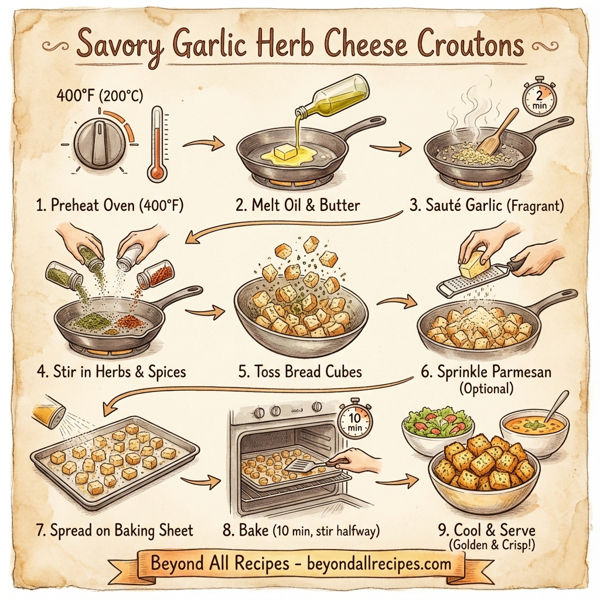 Savory Garlic Herb Cheese Croutons instructions
