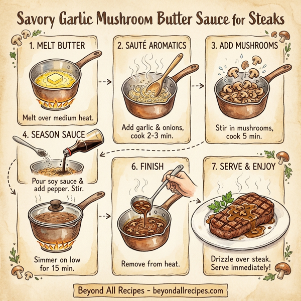 Savory Garlic Mushroom Butter Sauce for Steaks instructions