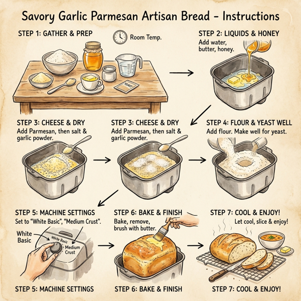 Savory Garlic Parmesan Artisan Bread instructions