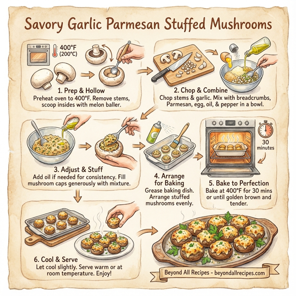 Savory Garlic Parmesan Stuffed Mushrooms instructions