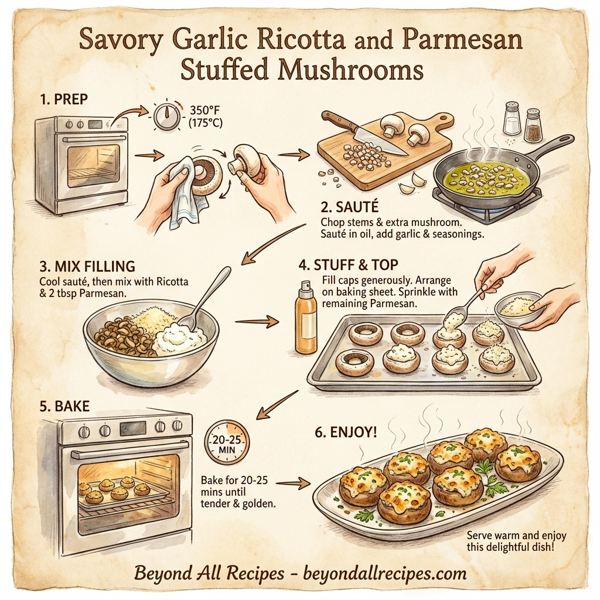 Savory Garlic Ricotta and Parmesan Stuffed Mushrooms instructions