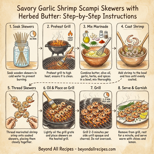 Savory Garlic Shrimp Scampi Skewers with Herbed Butter instructions