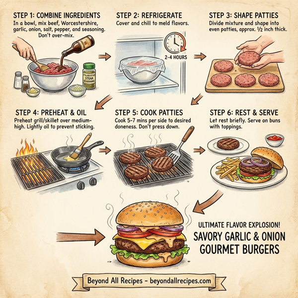 Savory Garlic & Onion Gourmet Burgers instructions