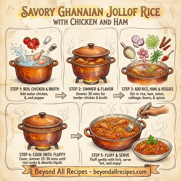 Savory Ghanaian Jollof Rice with Chicken and Ham instructions