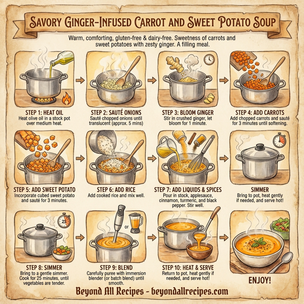 Savory Ginger-Infused Carrot and Sweet Potato Soup instructions