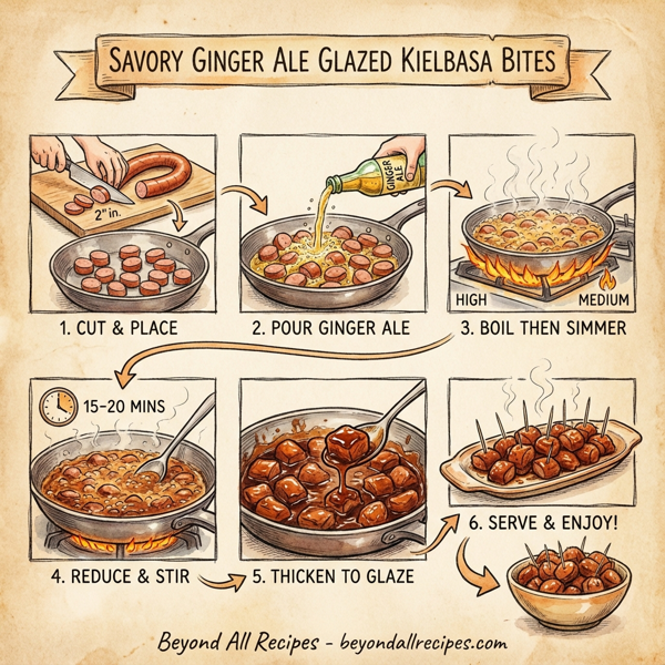 Savory Ginger Ale Glazed Kielbasa Bites instructions