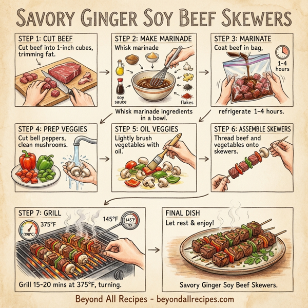 Savory Ginger Soy Beef Skewers instructions
