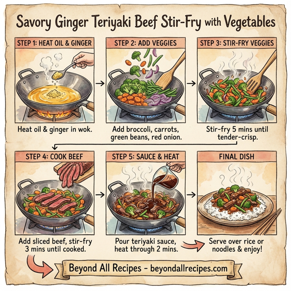 Savory Ginger Teriyaki Beef Stir-Fry with Vegetables instructions