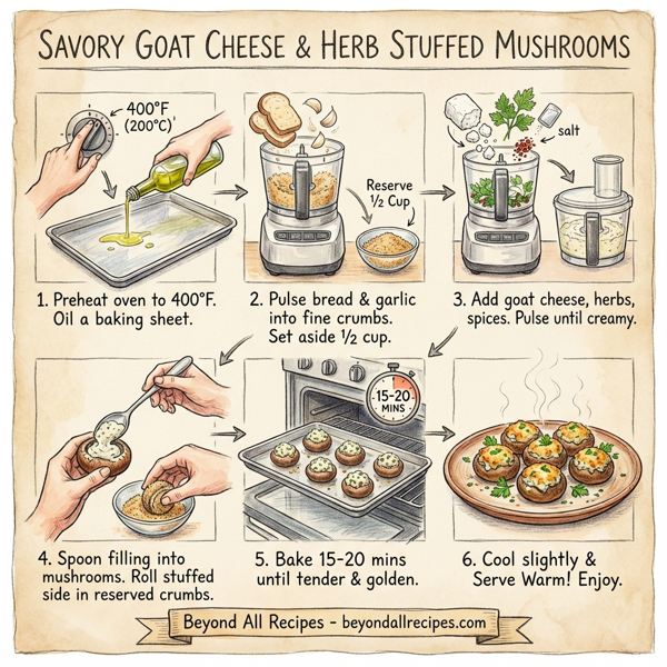 Savory Goat Cheese and Herb Stuffed Mushrooms instructions