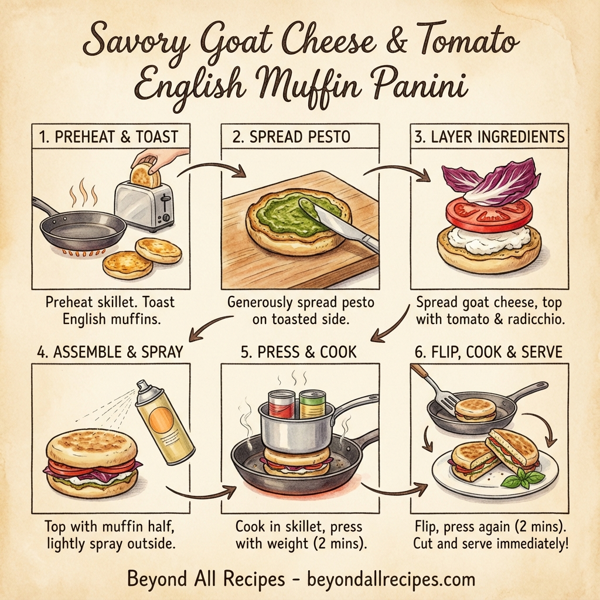 Savory Goat Cheese and Tomato English Muffin Panini instructions