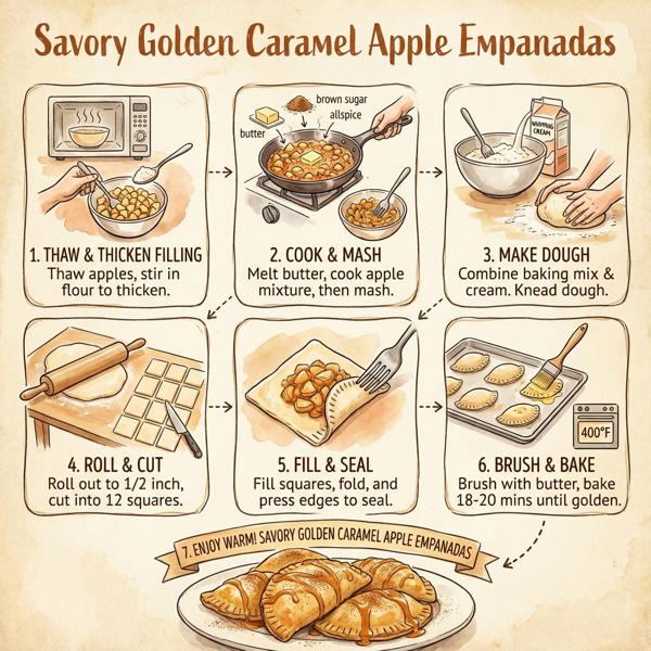 Savory Golden Caramel Apple Empanadas instructions