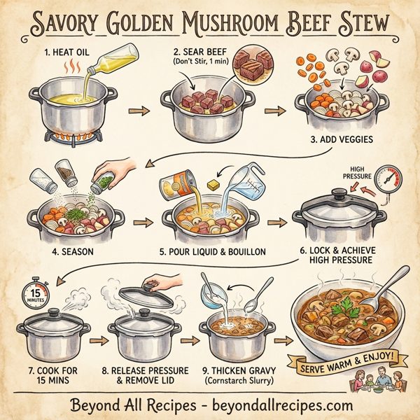 Savory Golden Mushroom Beef Stew instructions
