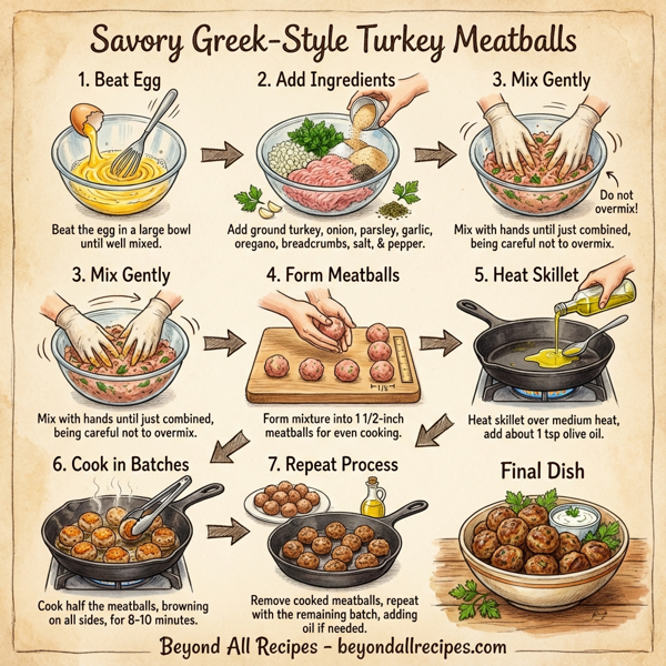 Savory Greek-Style Turkey Meatballs instructions