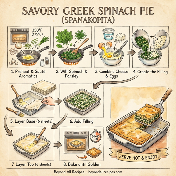 Savory Greek Spinach Pie (Spanakopita) instructions
