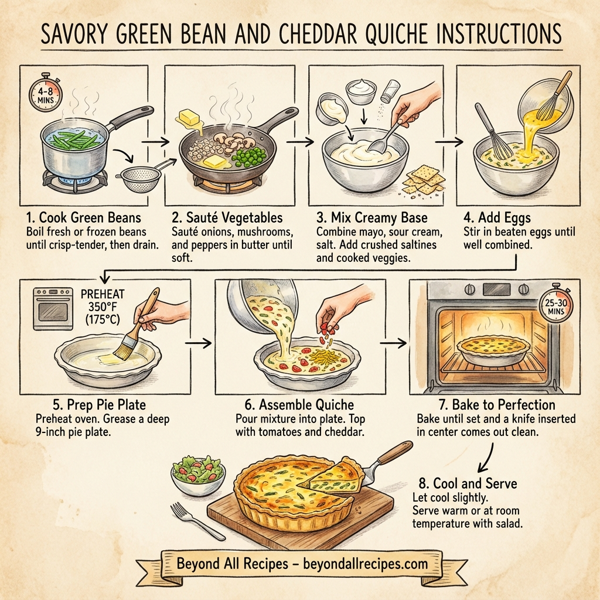 Savory Green Bean and Cheddar Quiche instructions