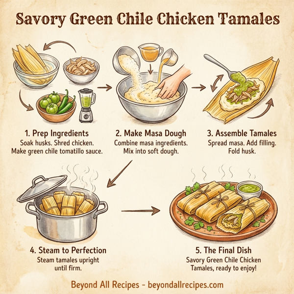 Savory Green Chile Chicken Tamales instructions