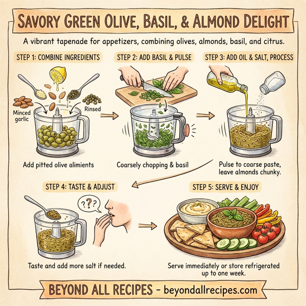 Savory Green Olive, Basil, and Almond Delight instructions