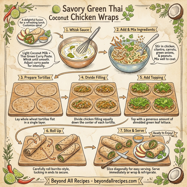 Savory Green Thai Coconut Chicken Wraps instructions