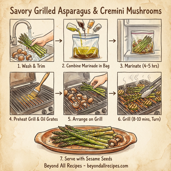 Savory Grilled Asparagus and Cremini Mushrooms instructions