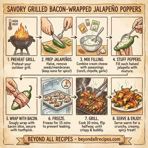 Savory Grilled Bacon-Wrapped Jalapeño Poppers instructions