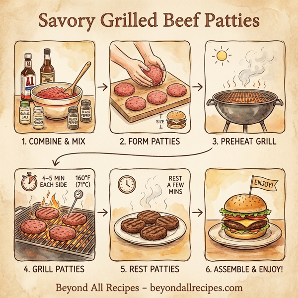 Savory Grilled Beef Patties instructions