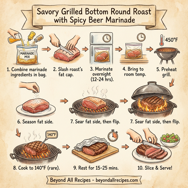 Savory Grilled Bottom Round Roast with Spicy Beer Marinade instructions