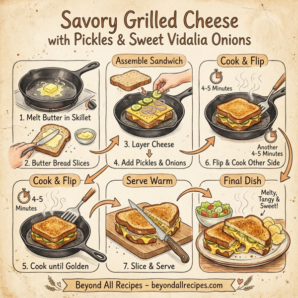 Savory Grilled Cheese with Pickles and Sweet Vidalia Onions instructions