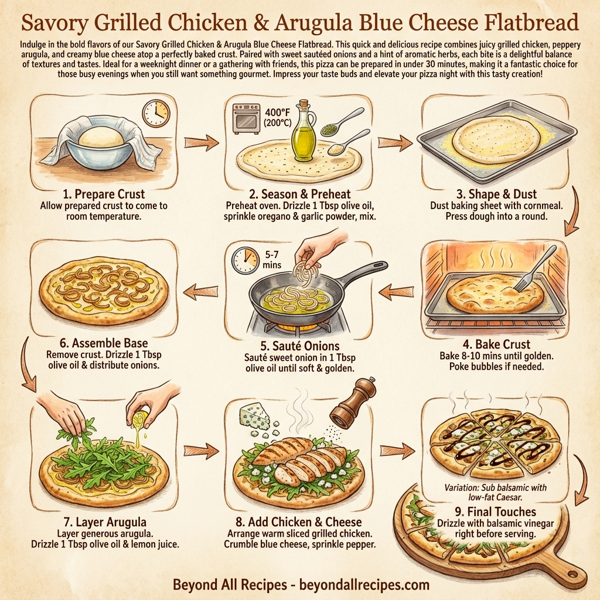 Savory Grilled Chicken & Arugula Blue Cheese Flatbread instructions