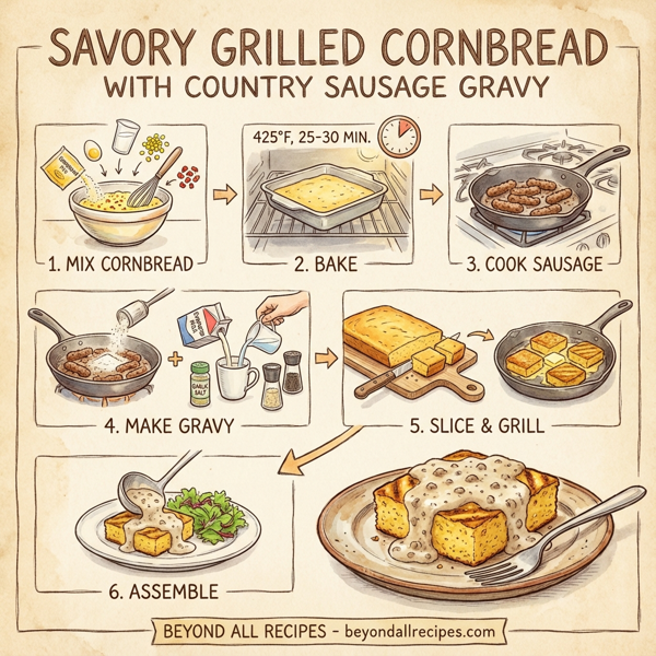Savory Grilled Cornbread with Country Sausage Gravy instructions