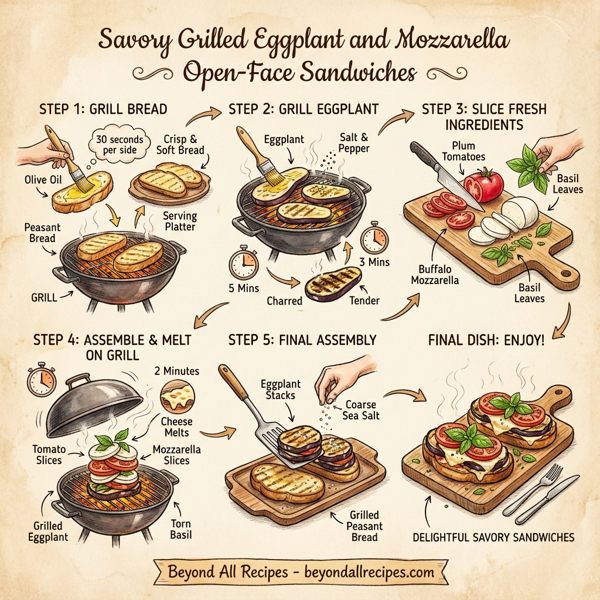 Savory Grilled Eggplant and Mozzarella Open-Face Sandwiches instructions