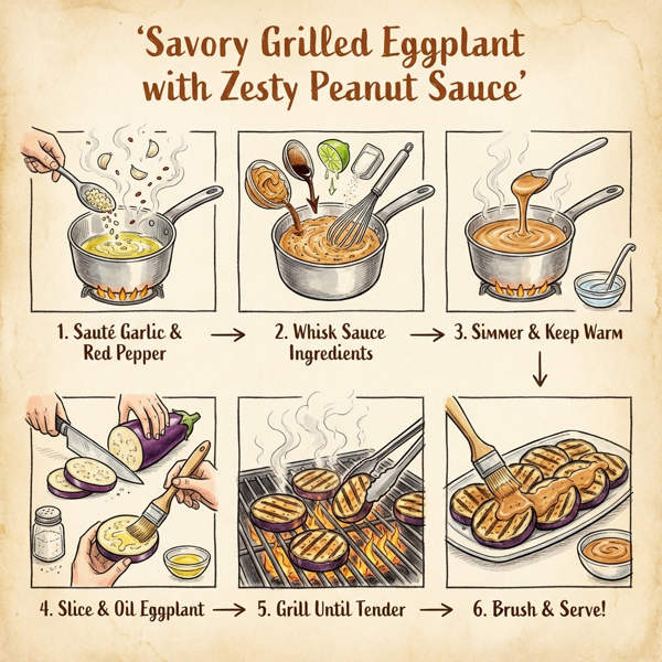 Savory Grilled Eggplant with Zesty Peanut Sauce instructions