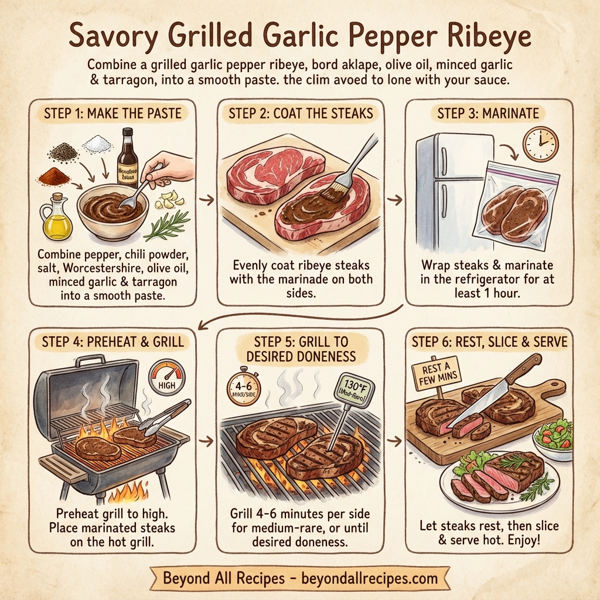 Savory Grilled Garlic Pepper Ribeye instructions