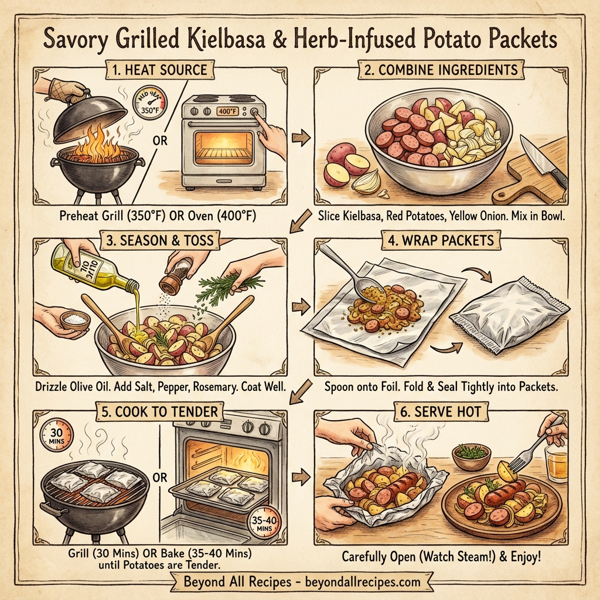 Savory Grilled Kielbasa and Herb-Infused Potato Packets instructions