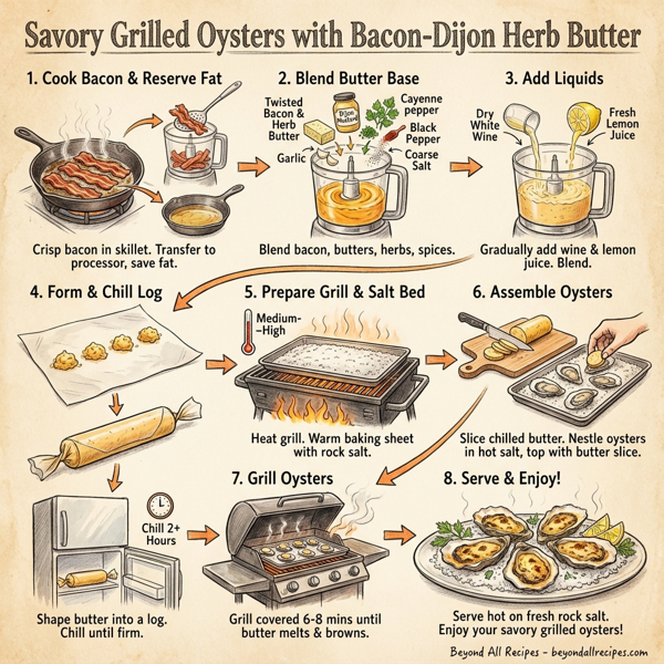 Savory Grilled Oysters with Bacon-Dijon Herb Butter instructions