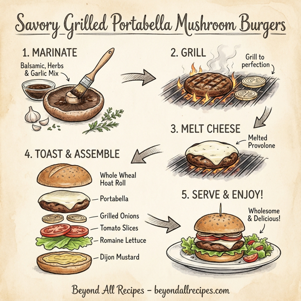 Savory Grilled Portabella Mushroom Burgers instructions