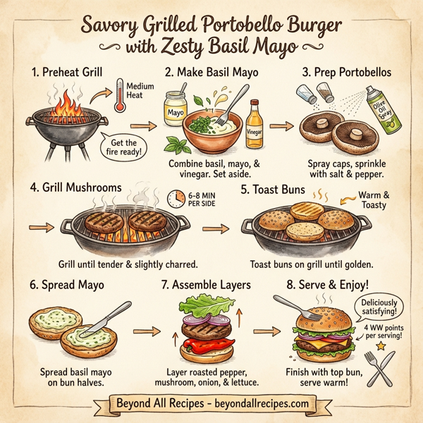 Savory Grilled Portobello Burger with Zesty Basil Mayo instructions