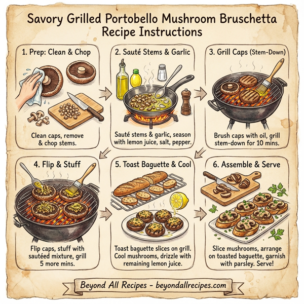 Savory Grilled Portobello Mushroom Bruschetta instructions
