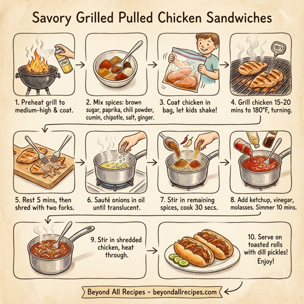 Savory Grilled Pulled Chicken Sandwiches instructions