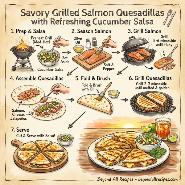 Savory Grilled Salmon Quesadillas with Refreshing Cucumber Salsa instructions