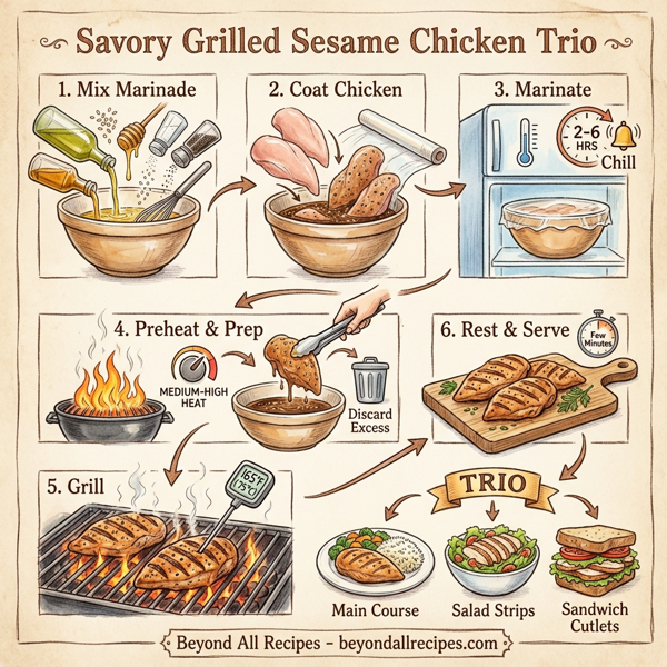 Savory Grilled Sesame Chicken Trio instructions