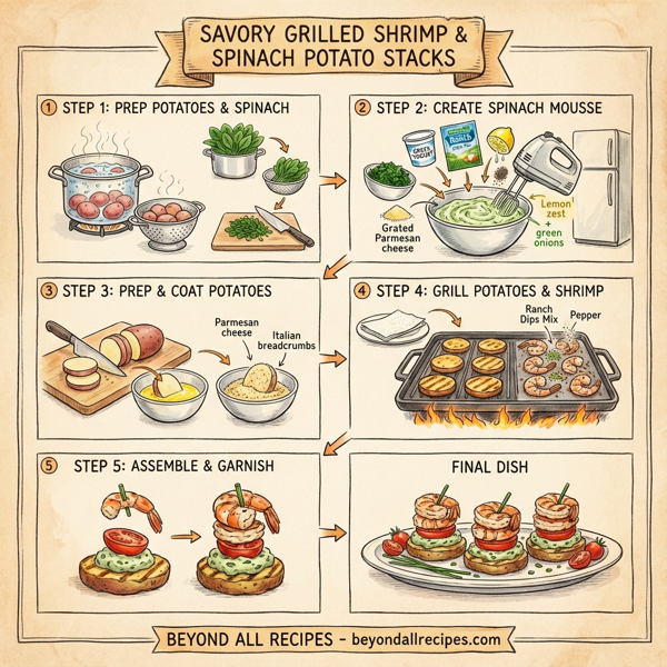 Savory Grilled Shrimp & Spinach Potato Stacks instructions