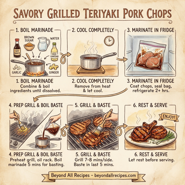 Savory Grilled Teriyaki Pork Chops with Garlic and Ginger instructions