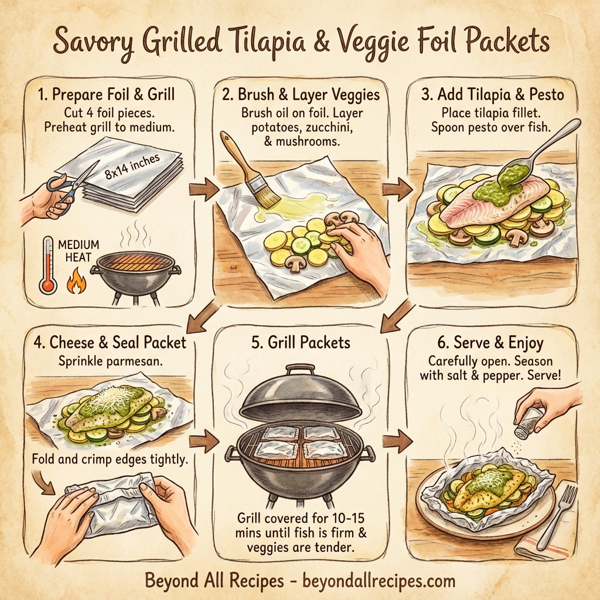 Savory Grilled Tilapia and Veggie Foil Packets instructions