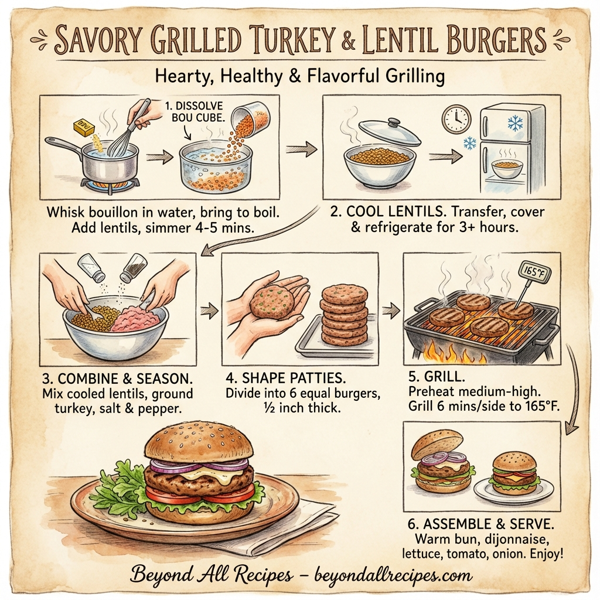 Savory Grilled Turkey & Lentil Burgers instructions